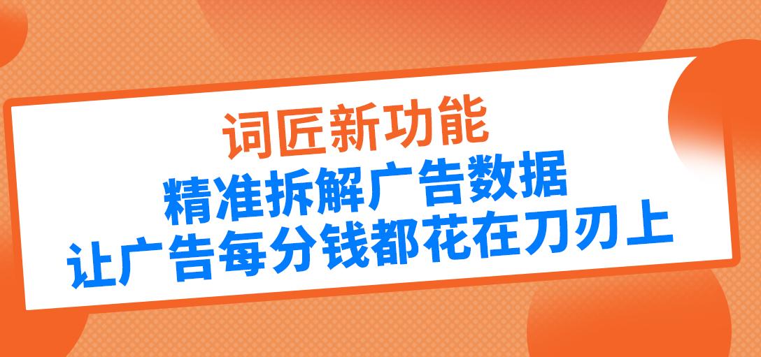 词匠新功能，精准拆解广告数据，让广告每分钱都花在刀刃上
